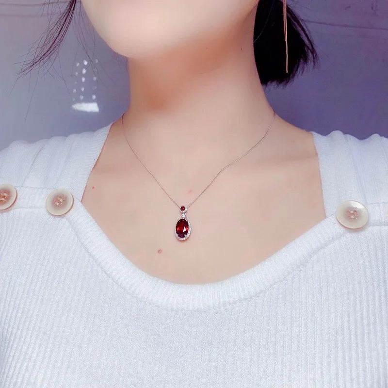 Vintage 4ct Simulated Garnet Pendant Real Filled Wedding Pendants Necklace