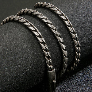 Vintage 5MM 26" Chain Necklace Men Ancient Silver Stainless Steel