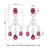 Vintage Emerald Ruby Tassel Drop Earrings Gemstone Lab Diamond