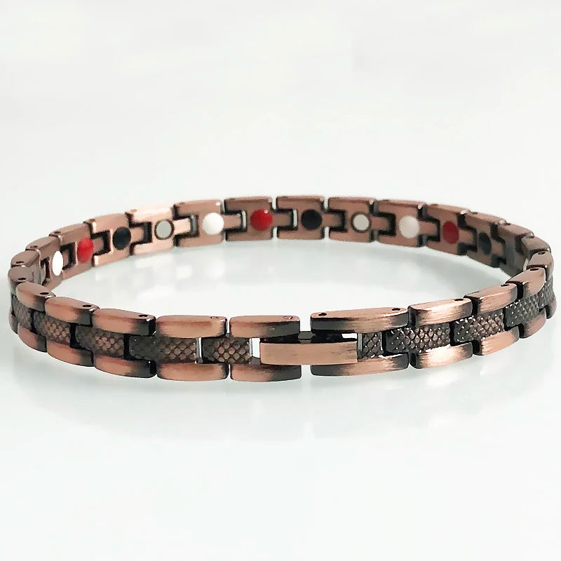6MM Red Copper Man Bracelet Magnetic Therapy Arthritis Pain Relief Jewelry