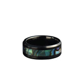 Vintage Women's Wedding Rings Stainless Steel Band with Mother of Pearls