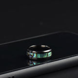 Vintage Women's Wedding Rings Stainless Steel Band with Mother of Pearls