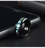 Vintage Women's Wedding Rings Stainless Steel Band with Mother of Pearls