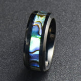 Vintage Women's Wedding Rings Stainless Steel Band with Mother of Pearls