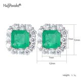 Vintage Square Emerald Zircon Earrings