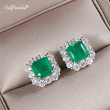 Vintage Square Emerald Zircon Earrings