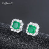 Vintage Square Emerald Zircon Earrings