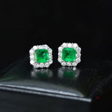 Vintage Square Emerald Zircon Earrings