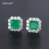 Vintage Square Emerald Zircon Earrings