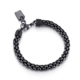 Vintage 7mm Bracelet Punk Steel Oxidized Chain Jewelry Men's Charm