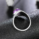 Vintage 8x10MM Oval Amethyst Ring 925 Silver Jewelry for Women