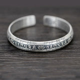 925 Silver Carved Prajnaparamita Heart Sutra Lotus Bracelet