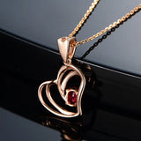 925 Silver Necklace with Ruby Zircon Heart Pendant for Women