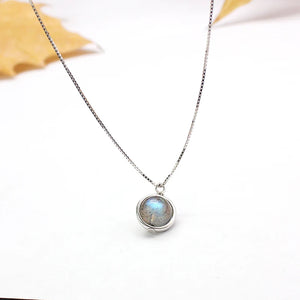 925 Silver Necklace Natural Moonstone Fine Jewelry Pendant Necklace