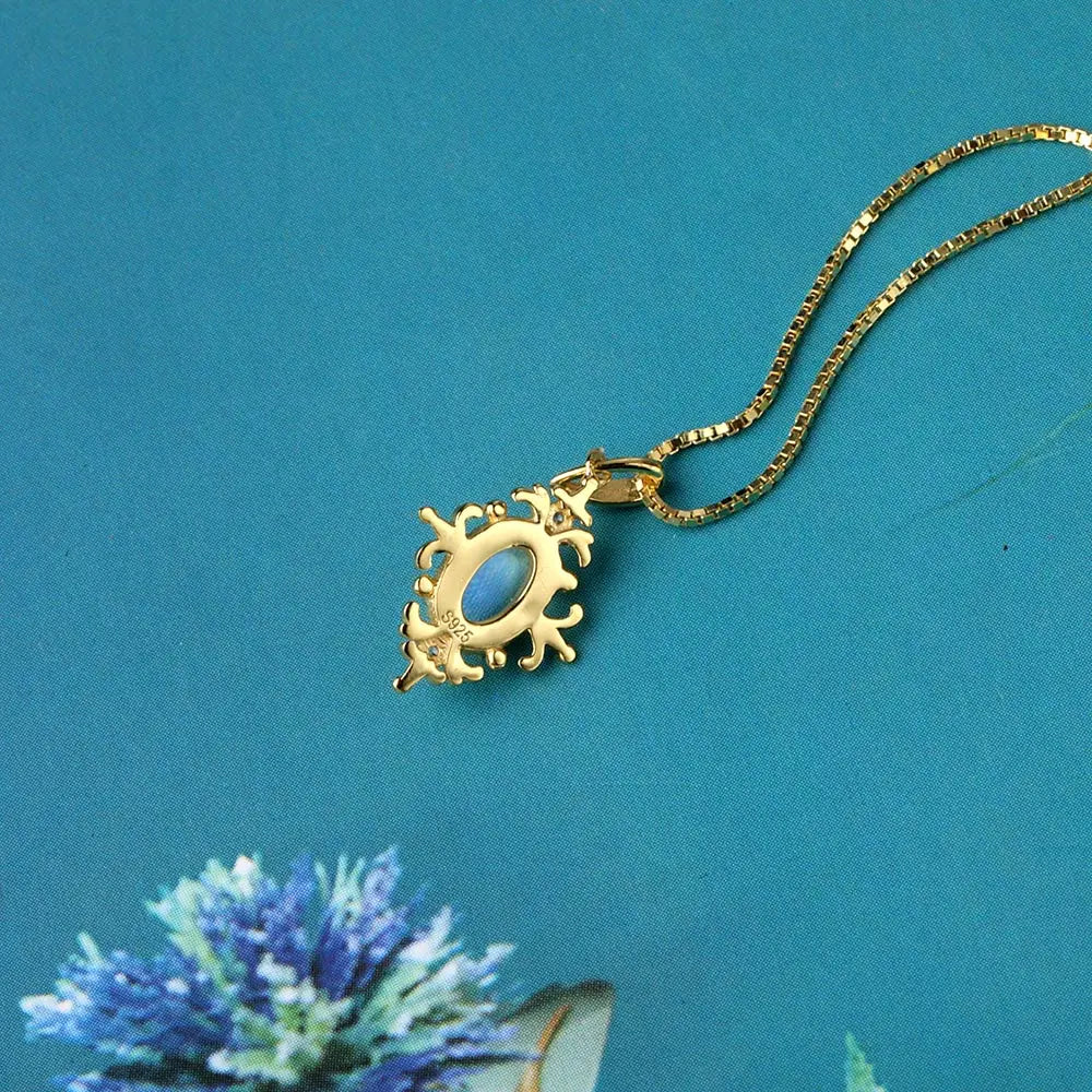 925 Silver Necklace Natural Moonstone Fine Jewelry Pendant Necklace