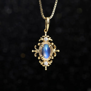 925 Silver Necklace Natural Moonstone Fine Jewelry Pendant Necklace