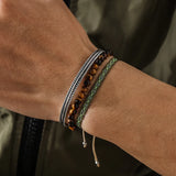 925 Silver Plated Tiger Eye Stone Bangle Bracelet Gift