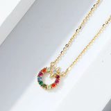925 Silver Colorful Zircon Star Pendant Necklace for Women