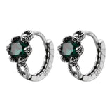 Vintage 925 Silver Sterling Green Zircon Chain Earrings For Women