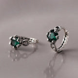 Vintage 925 Silver Sterling Green Zircon Chain Earrings For Women