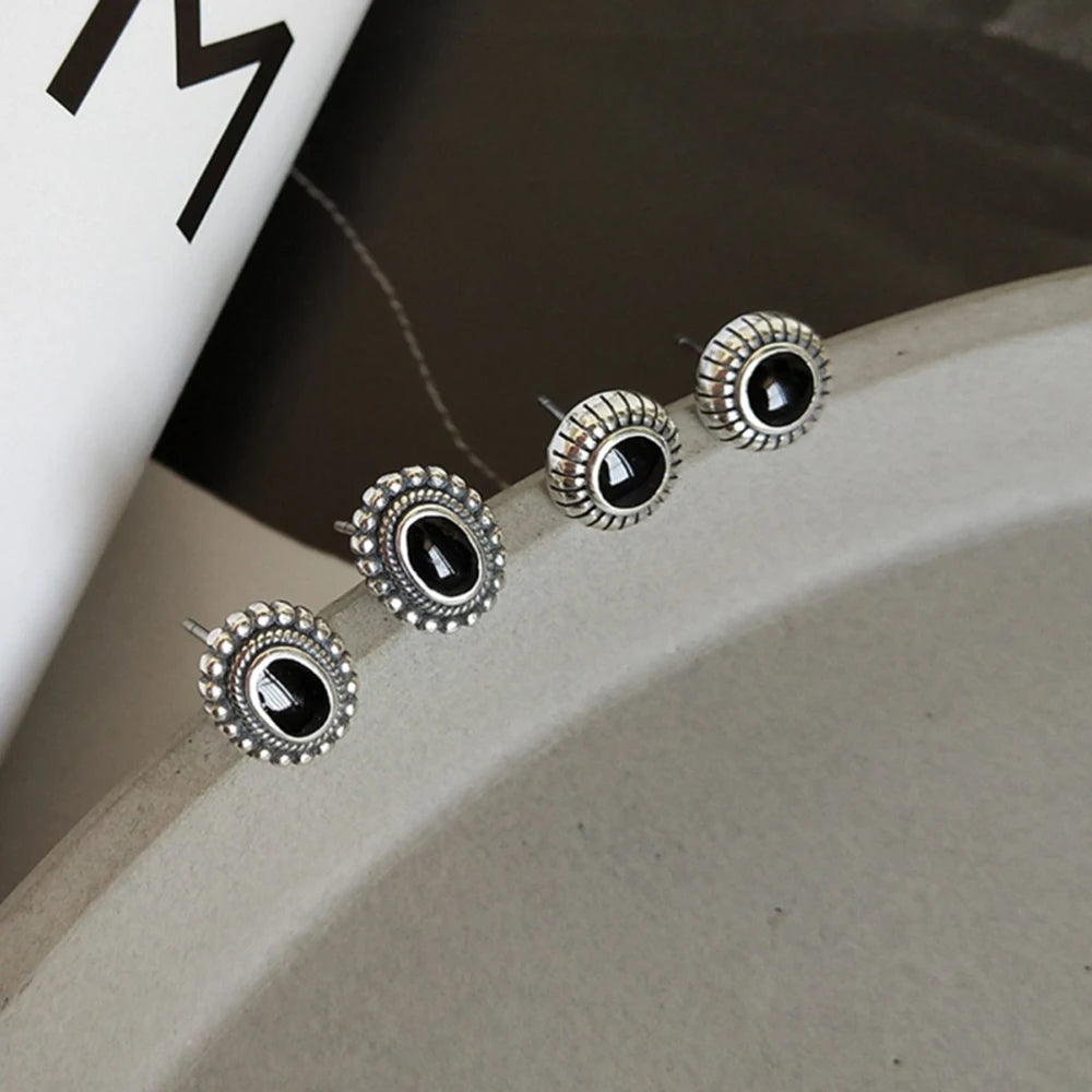 Vintage 925 Silver Enamel Stud Earrings Birthday Gift Tiny