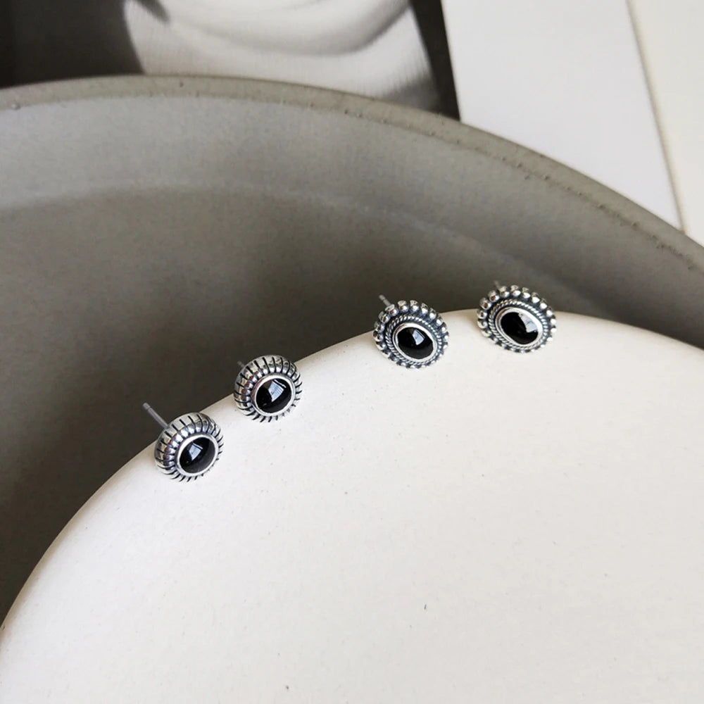 Vintage 925 Silver Enamel Stud Earrings Birthday Gift Tiny