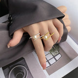 925 Silver Chopsticks Pearl Finger Ring Open Silver Rings Wedding Gift