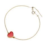 Vintage 925 Silver Cloisonne Heart Bracelet Charm Bangles Fine Jewelry Women