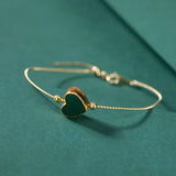 Vintage 925 Silver Cloisonne Heart Bracelet Charm Bangles Fine Jewelry Women