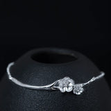925 Sterling Silver Link Chain Bracelet Flower Bracelet Chinese Style