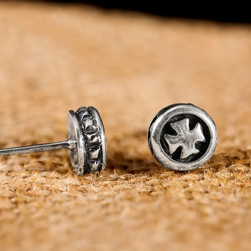 Vintage 925 Sterling Silver Cross Earrings Rock Retro Thai Silver Fine Jewelry