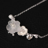 925 Silver Crystal Plum Blossom Necklace Women Pendant Jewelry