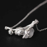 925 Silver Crystal Plum Blossom Necklace Women Pendant Jewelry
