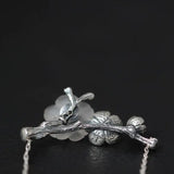 925 Silver Crystal Plum Blossom Necklace Women Pendant Jewelry