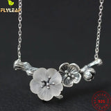 925 Silver Crystal Plum Blossom Necklace Women Pendant Jewelry