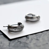 925 Sterling Silver EIR Retro Hoop Earrings Small Size Brincos Fine Jewelry