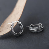 925 Sterling Silver EIR Retro Hoop Earrings Small Size Brincos Fine Jewelry