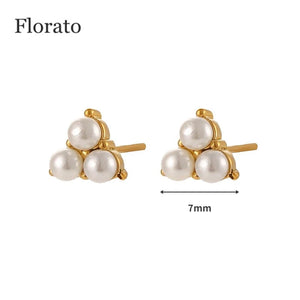 925 Silver Pearl Hoop Earrings Wedding Jewelry