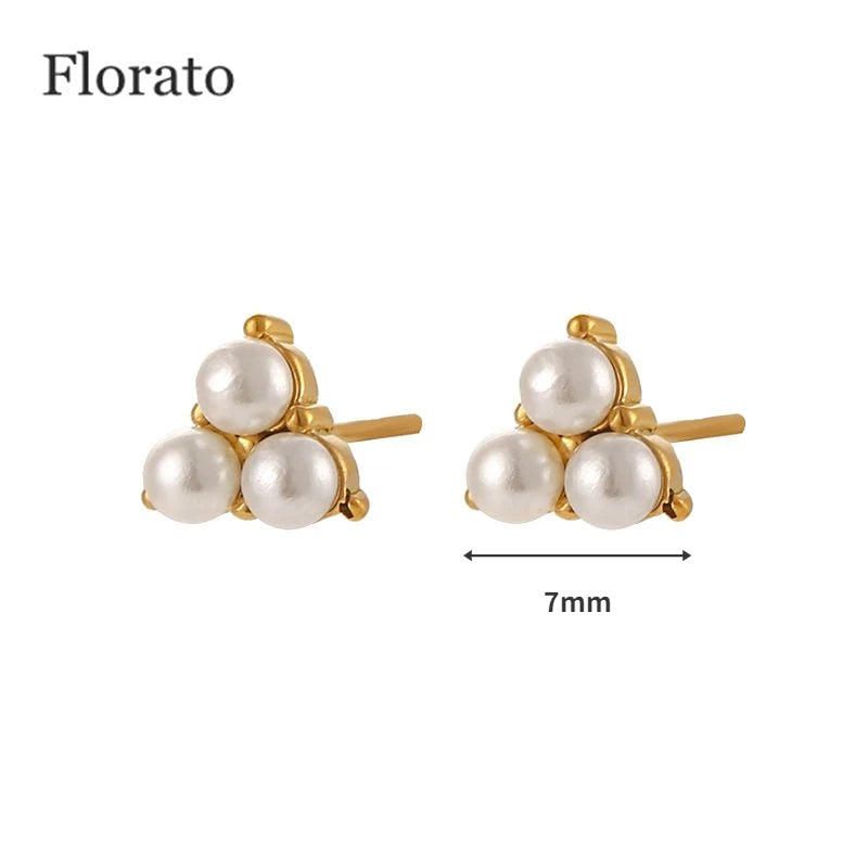 925 Silver Pearl Hoop Earrings Wedding Jewelry