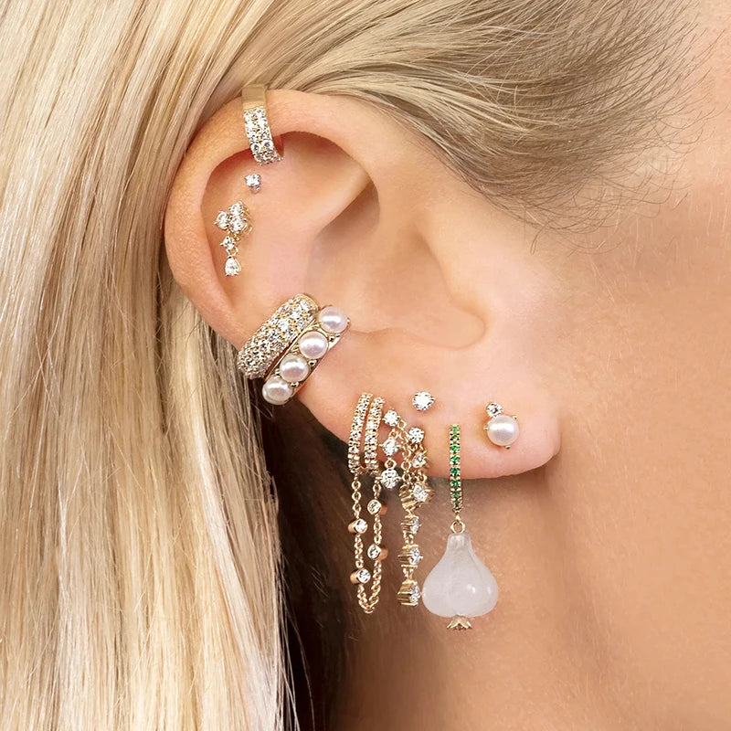 925 Silver Pearl Hoop Earrings Wedding Jewelry