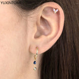 925 Silver Turquoise Crystal Zircon Wedding Stud Earrings