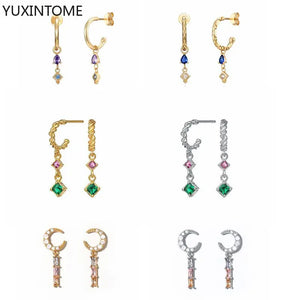 925 Silver Turquoise Crystal Zircon Wedding Stud Earrings
