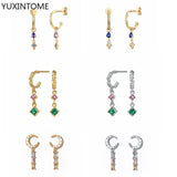 925 Silver Turquoise Crystal Zircon Wedding Stud Earrings