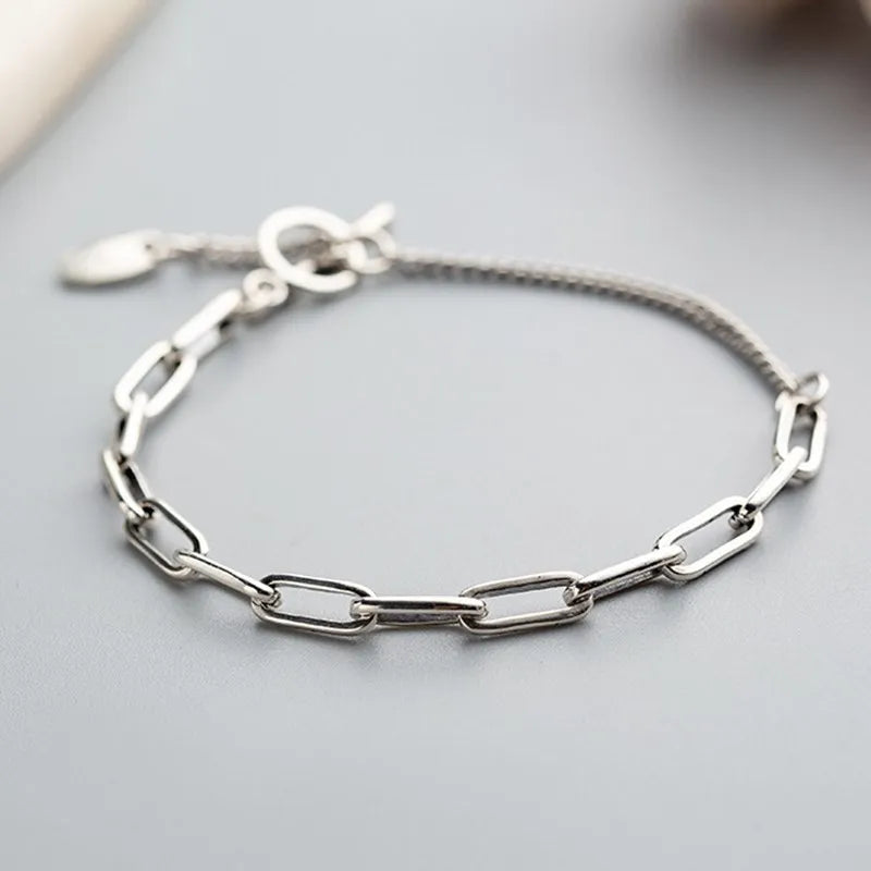 925 Silver Geometric Pendant Bracelet Bangle for Women