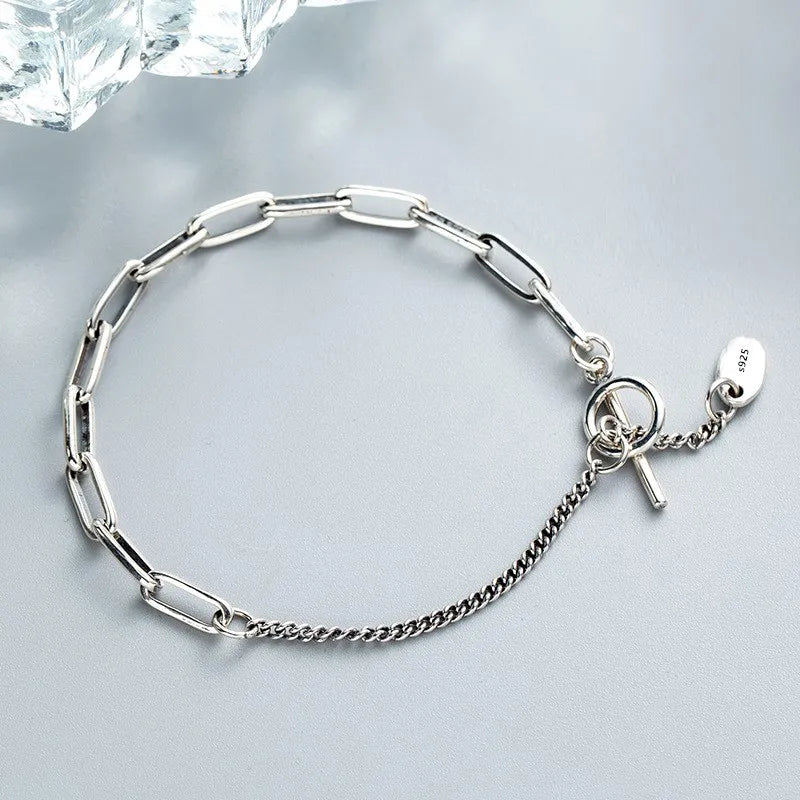 925 Silver Geometric Pendant Bracelet Bangle for Women