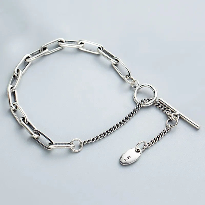 925 Silver Geometric Pendant Bracelet Bangle for Women