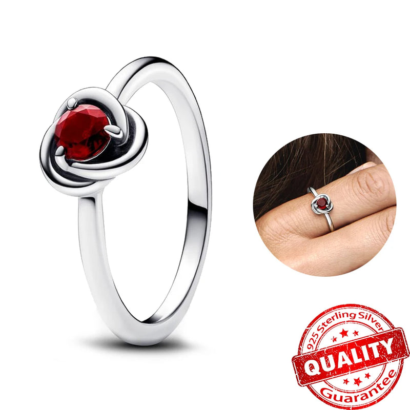 925 Silver Birthstone Eternity Circle Ring Fine Jewelry