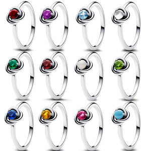 925 Silver Birthstone Eternity Circle Ring Fine Jewelry
