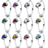 925 Silver Birthstone Eternity Circle Ring Fine Jewelry