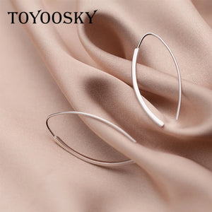 925 Silver Geometric Hoop Earrings Japanese Style Fine Jewelry Gift
